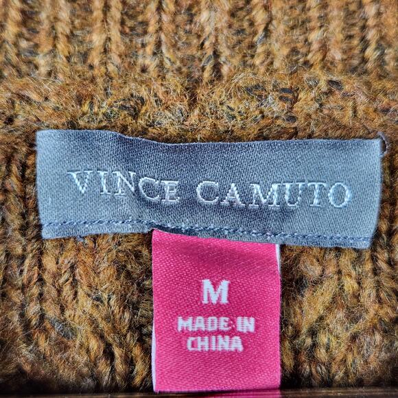 Vince Camuto Cable-Knit Sweater Women’s SZ M Brown Mock Neck Pullover Cozy EUC - Picture 3 of 12